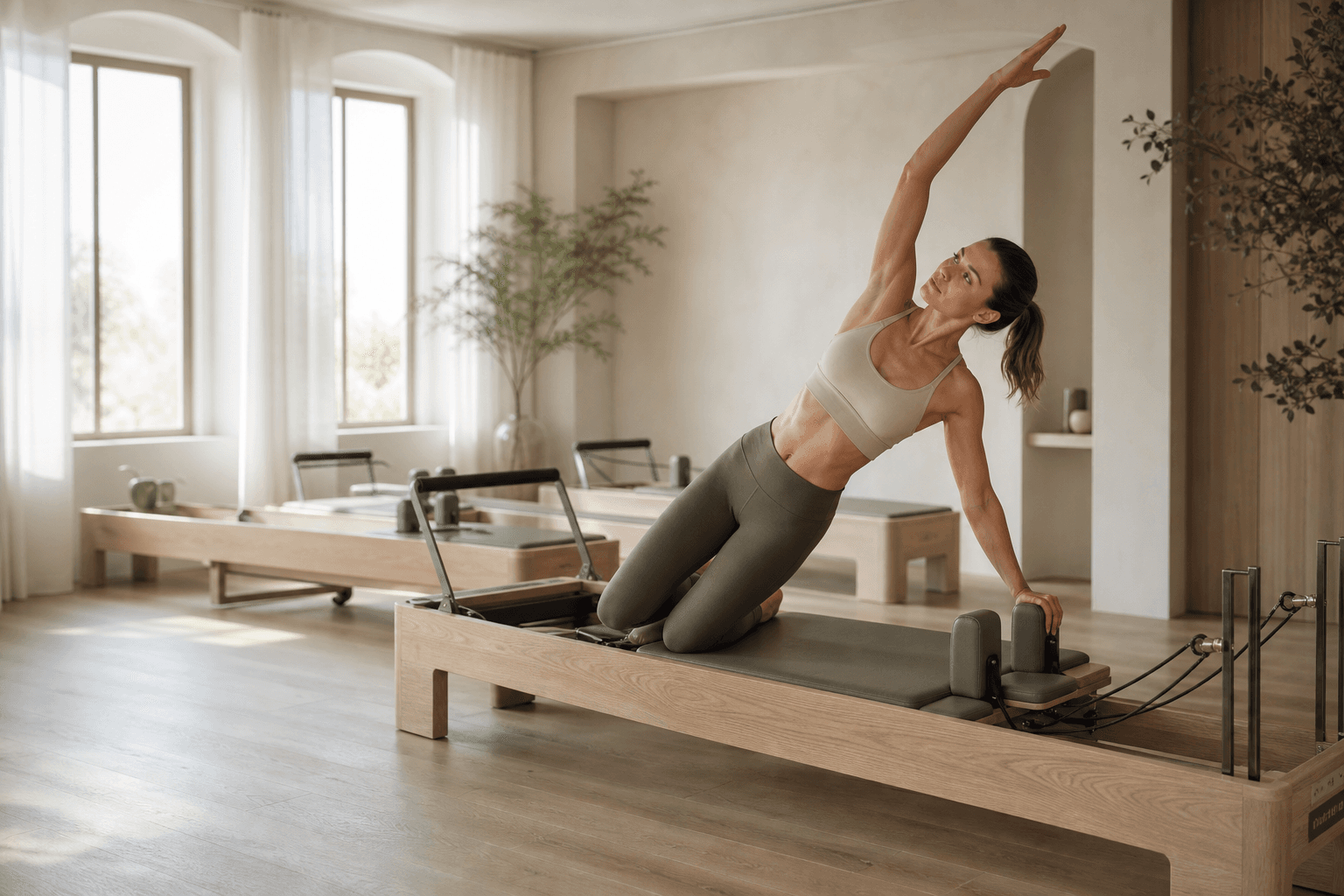 Reformer-Pilates in einem hellen BioRef Studio